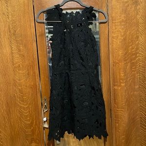 Akira Chicago Embroidered Backless Dress Black Medium